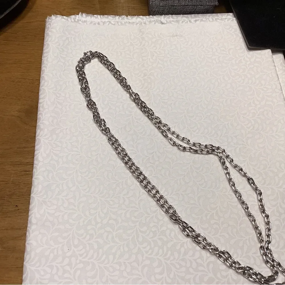 Long Silvertone  Chain Necklace